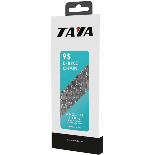 Taya Chaînes E-NOVE-91 Chaîne Pour Vélo électrique 9 Vitesses 136 Maillons De Chaîne Avec 2x Sigma+ Connector, Gris 4 Taya Chaînes E-NOVE-91 Chaîne Pour Vélo électrique 9 Vitesses 136 Maillons De Chaîne Avec 2x Sigma+ Connector, Gris – Image 2